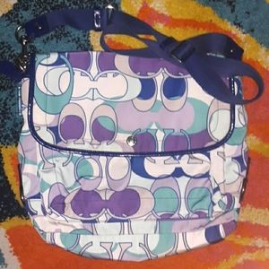 COACH KYRA DAISY SCARF NYLON SIGNATURE CROSSBODY BAG PURSE Multicolored